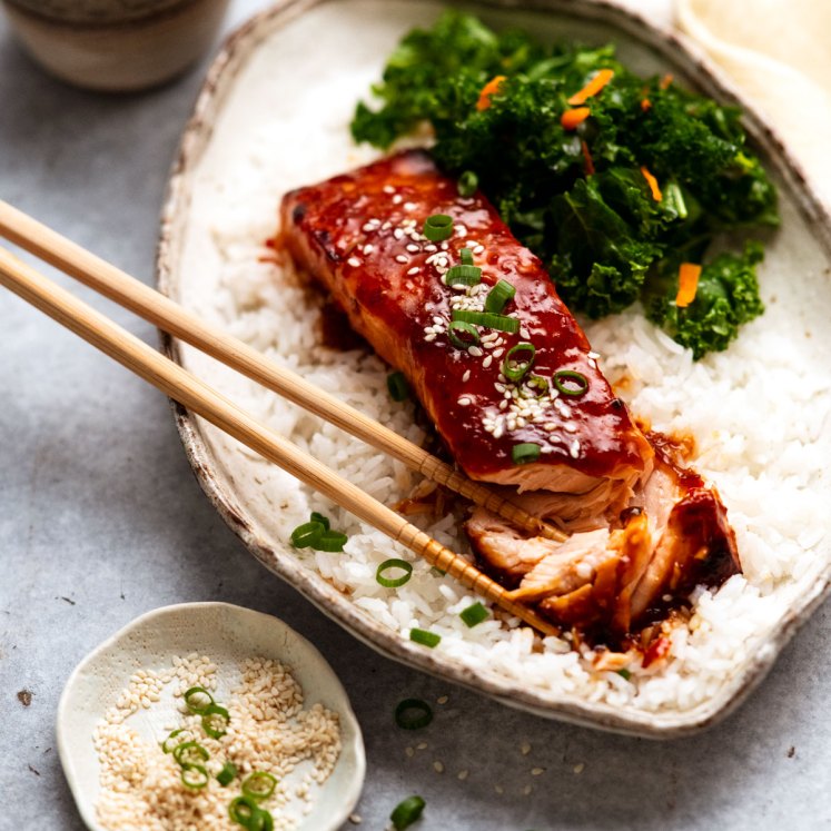 Asian Glazed Salmon from RecipeTin Eats cookbook "Dinner" by Nagi Maehashi