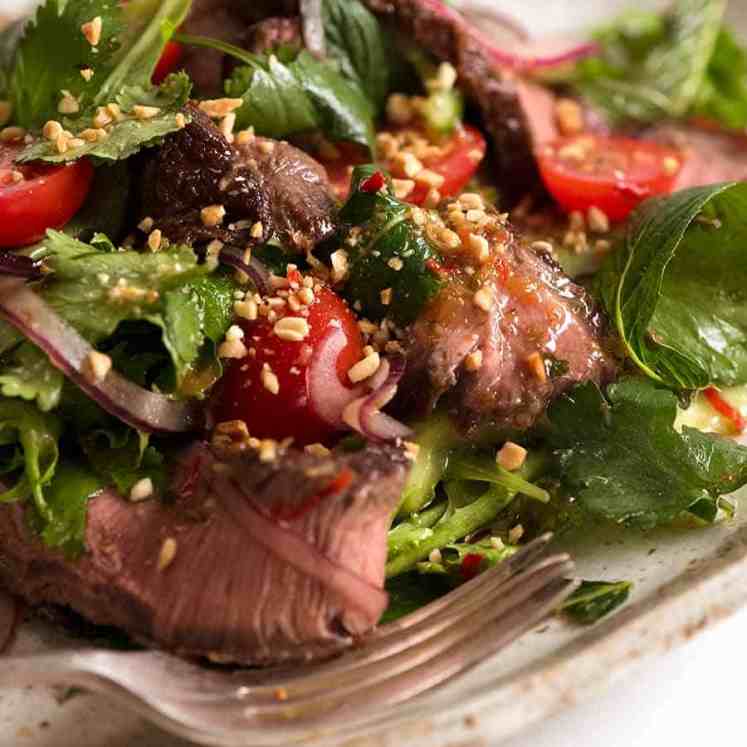 Close up of Thai Beef Salad