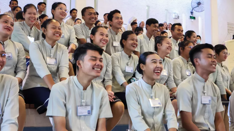 A group of young people in Cambodia take part in a job fair