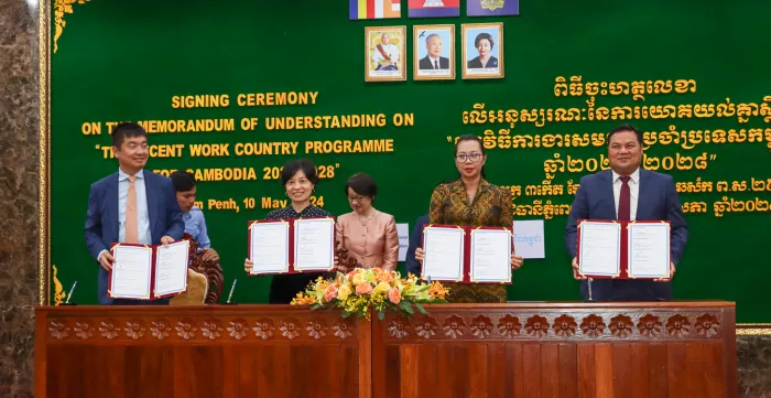 The 2024-28 Decent Work Country Programme (DWCP) for Cambodia was signed on 10 May 2024. © ILO